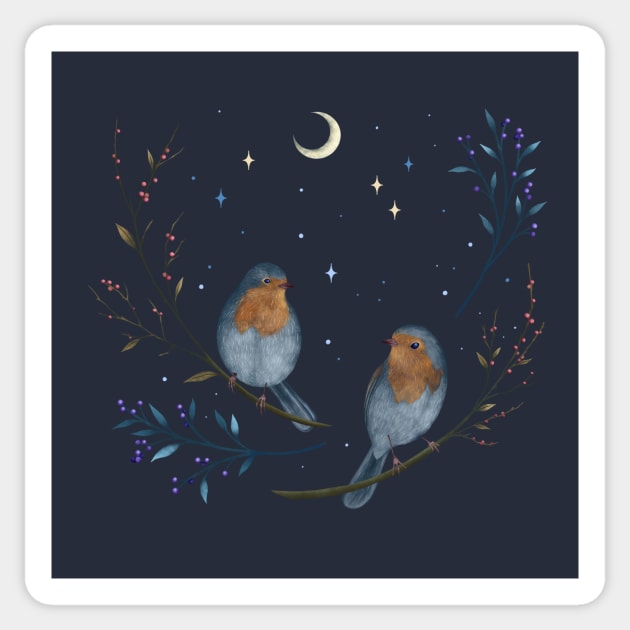 Birds and Berries Sticker by Episodic Drawing